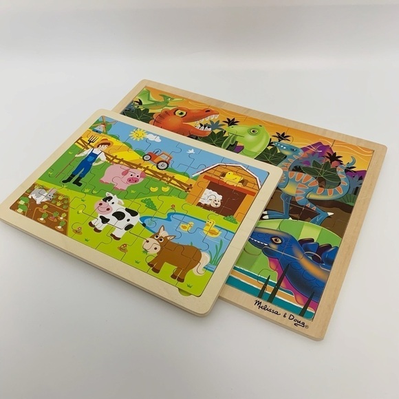 Set of 2 Jigsaw Puzzle Farm Animals and dinosaurs - Picture 11 of 11